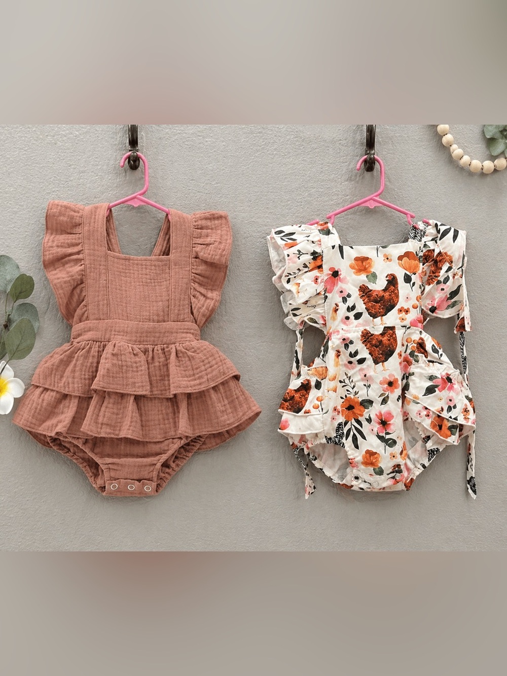 Floral Ruffle Baby Rompers - Picture 1 of 5